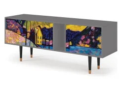 Móvel De Tv| Mueble de TV - 170х69х48 cm - T1 - Winter Landscape, Cinza Cinzento