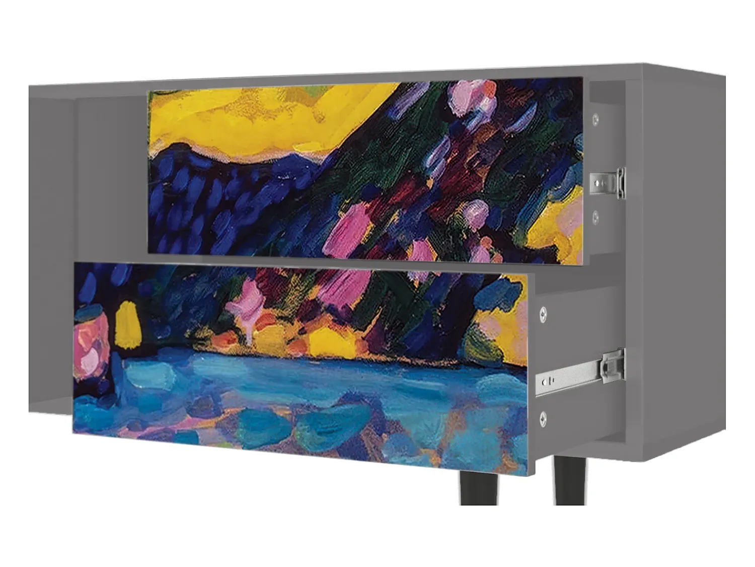 Móvel De Tv| Mueble de TV - 170х69х48 cm - T1 - Winter Landscape, Cinza Cinzento