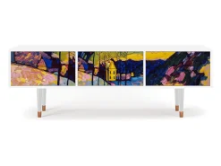 Mueble de TV - 170х59х48 cm - T4 - Winter Landscape, Branco Bege