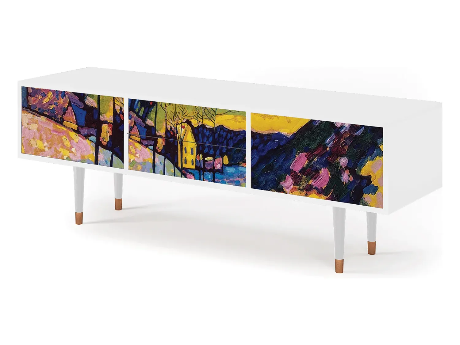 Mueble de TV - 170х59х48 cm - T4 - Winter Landscape, Branco Bege