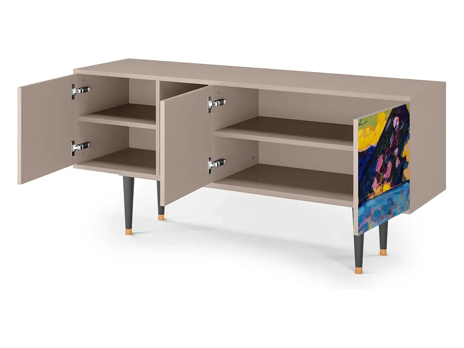Móvel De Tv| Mueble de TV - 150х69х41 cm - T5 - Winter Landscape, Latte Bege