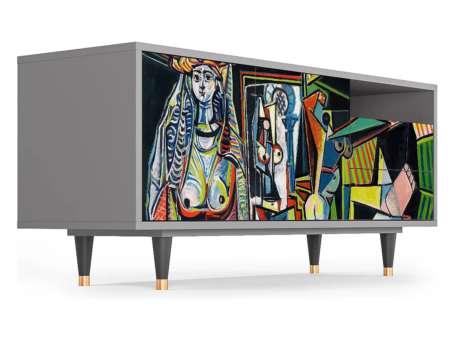 Móvel De Tv| Mueble de TV - 125х56х41 cm - T7 - Women of Algiers, Cinza Cinzento