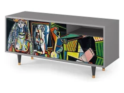 Móvel De Tv| Mueble de TV - 125х56х41 cm - T7 - Women of Algiers, Cinza Cinzento