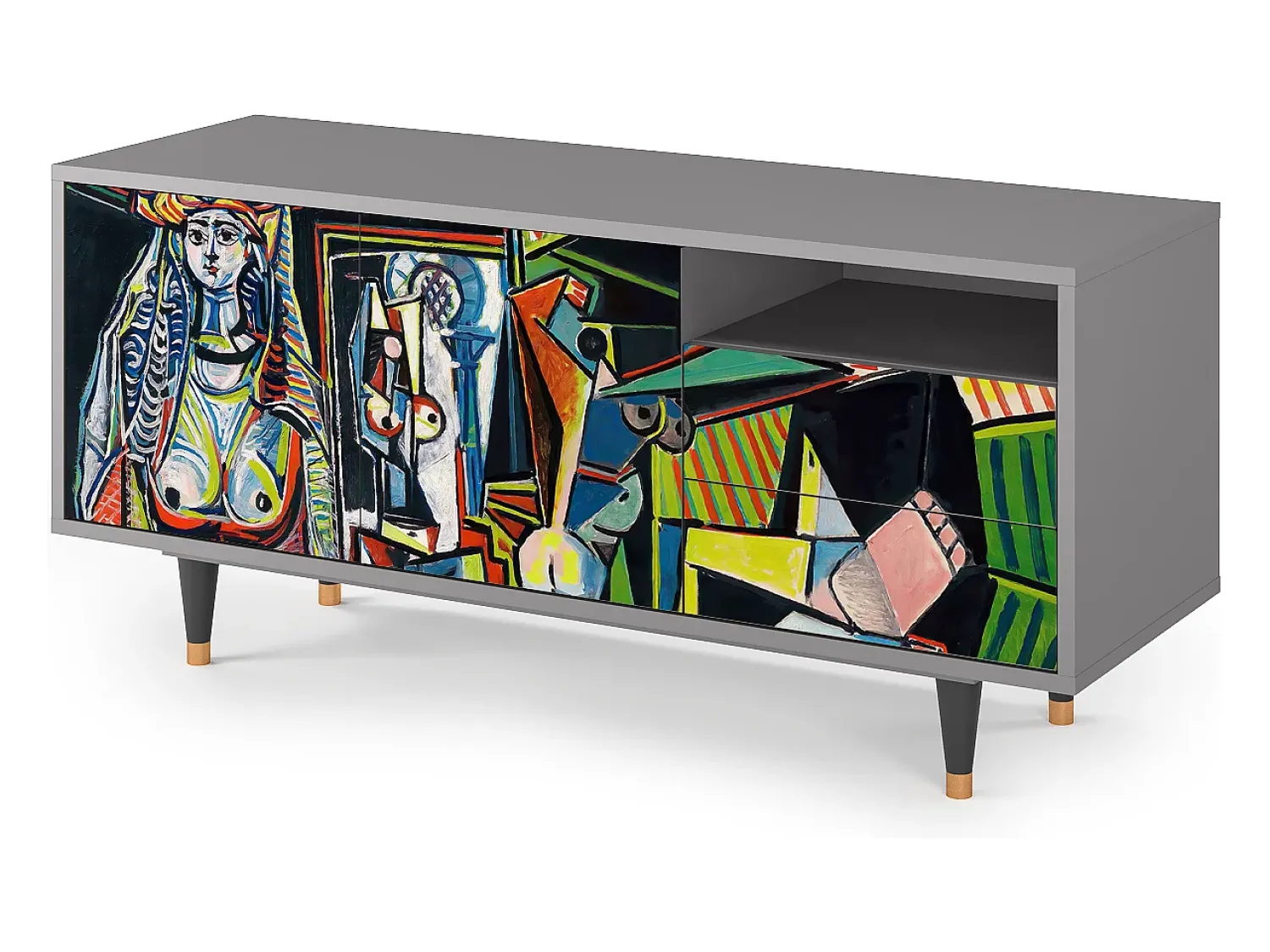 Móvel De Tv| Mueble de TV - 125х56х41 cm - T7 - Women of Algiers, Cinza Cinzento