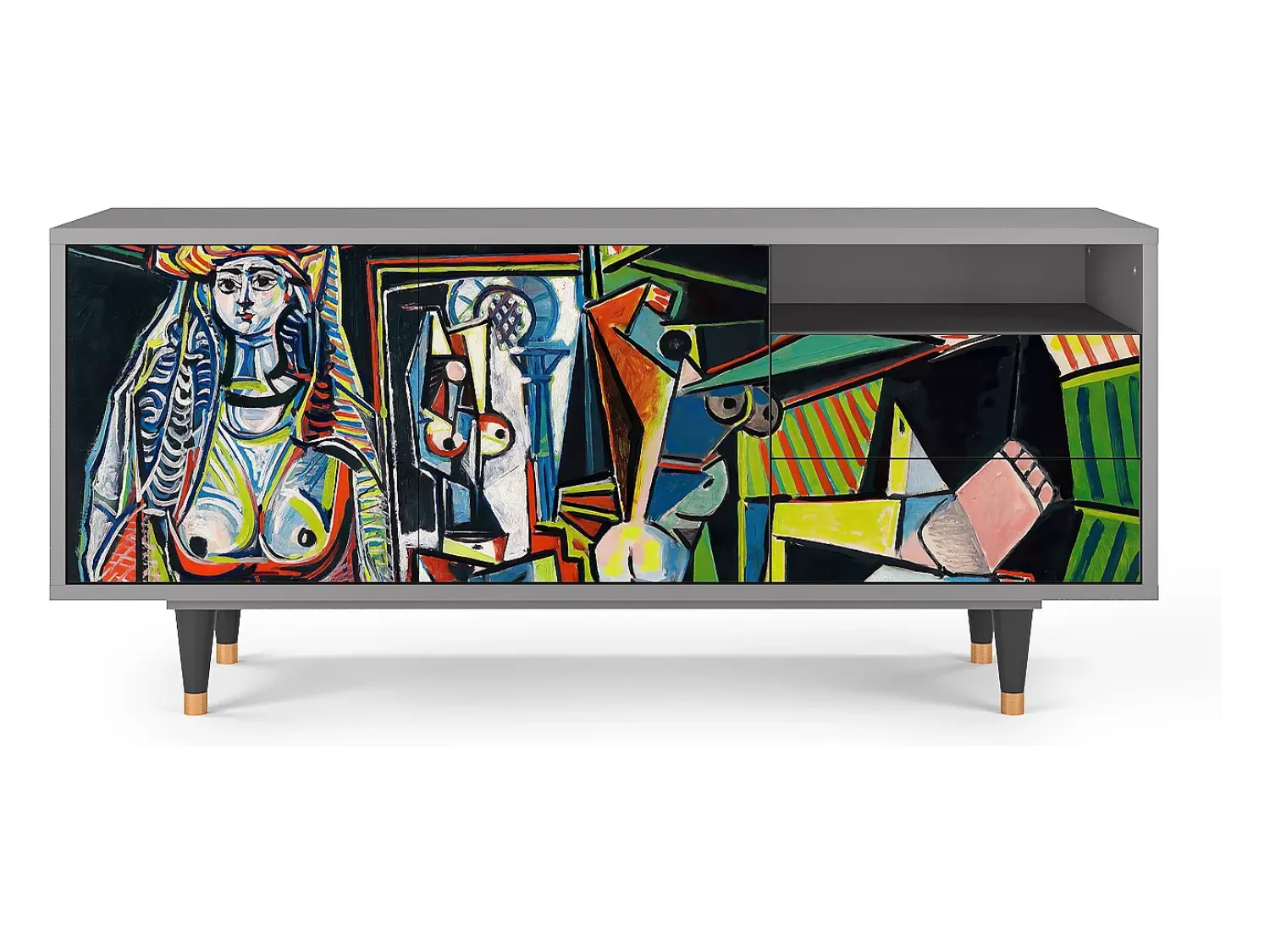 Móvel De Tv| Mueble de TV - 125х56х41 cm - T7 - Women of Algiers, Cinza Cinzento