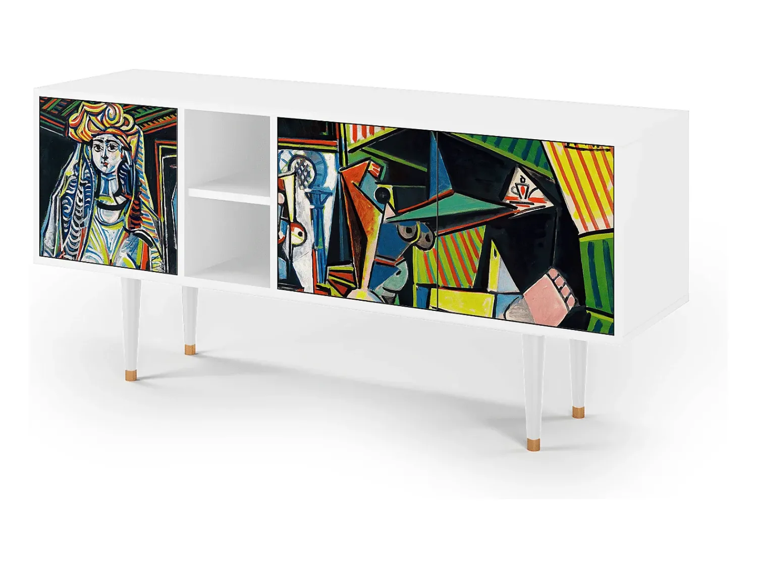 Móvel De Tv* Mueble de TV - 150х69х41 cm - T5 - Women of Algiers, Branco Bege