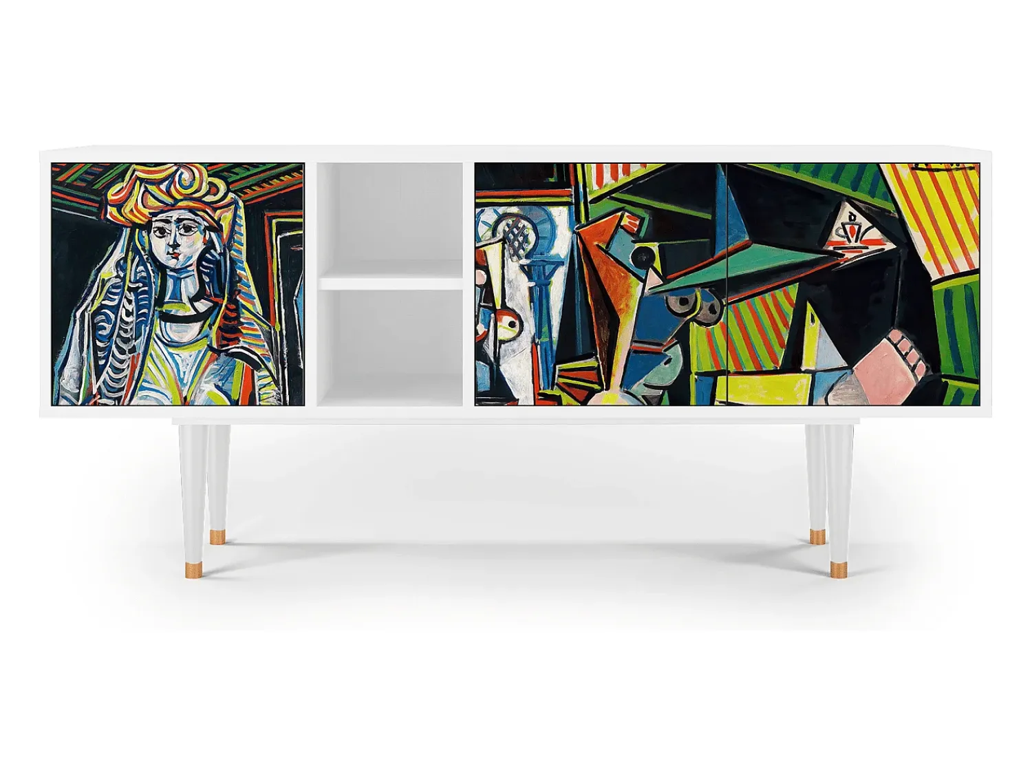 Móvel De Tv* Mueble de TV - 150х69х41 cm - T5 - Women of Algiers, Branco Bege