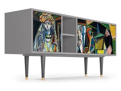 Móvel De Tv* Mueble de TV - 150х69х41 cm - T5 - Women of Algiers, Cinza Cinzento