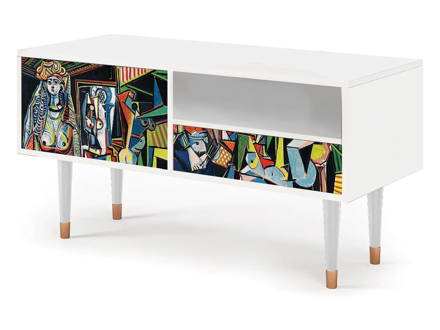 Móvel De Tv* Mueble de TV - 115х59х48 cm - T3 - Women of Algiers, Branco Bege