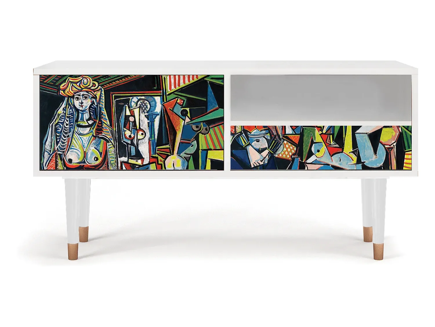 Móvel De Tv* Mueble de TV - 115х59х48 cm - T3 - Women of Algiers, Branco Bege