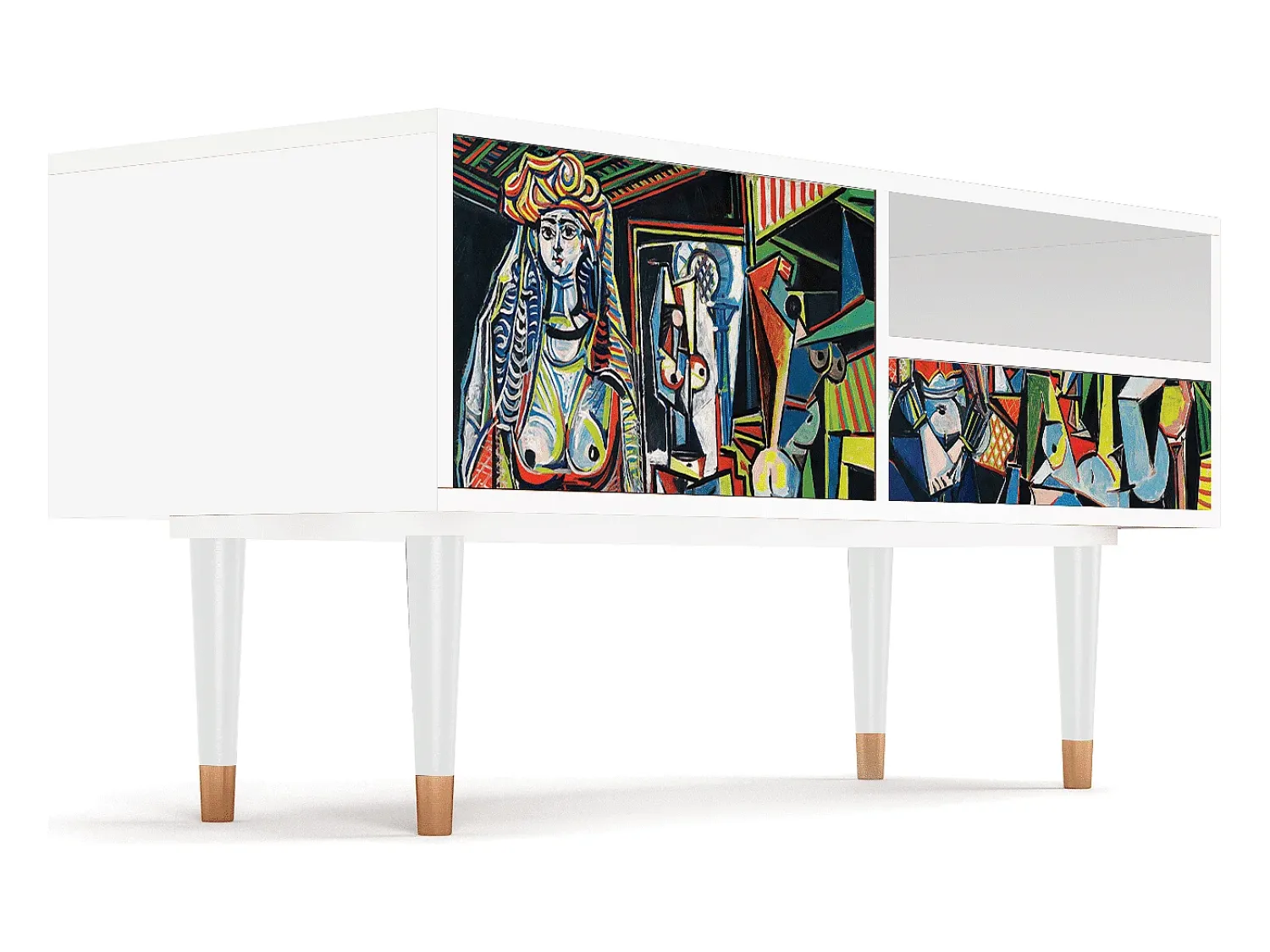Móvel De Tv* Mueble de TV - 115х59х48 cm - T3 - Women of Algiers, Branco Bege