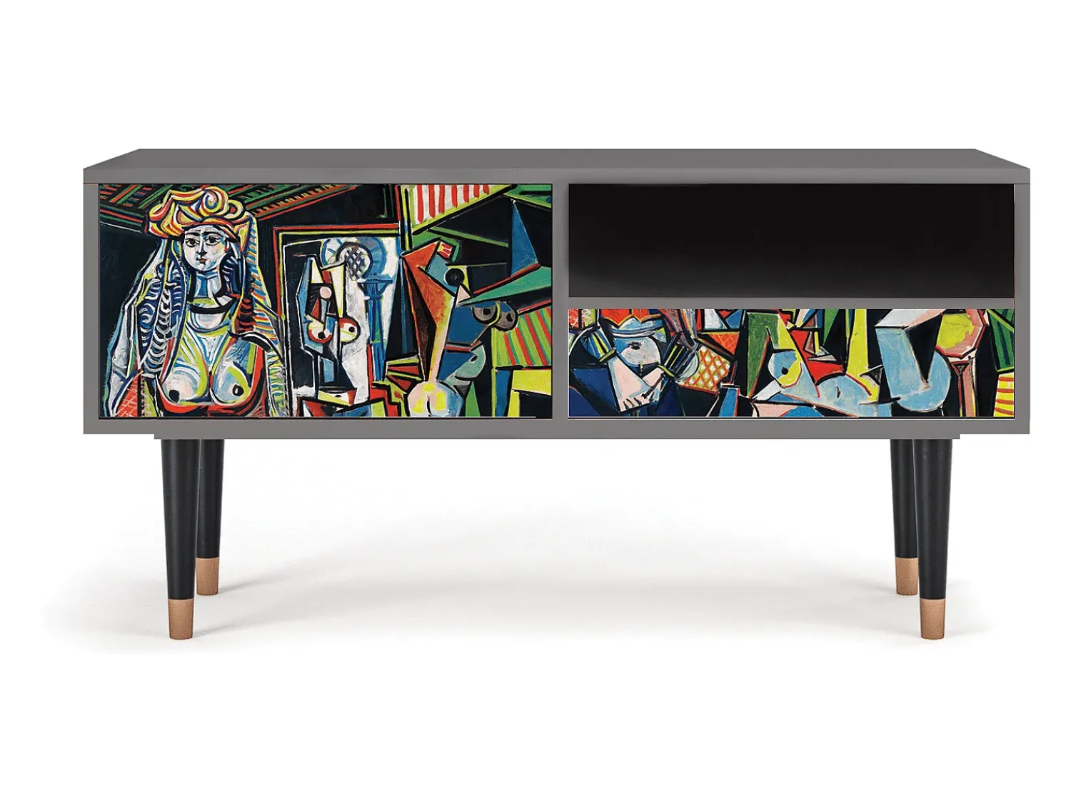 Outlet Mueble de TV - 115х59х48 cm - T3 - Women of Algiers, Cinza Cinzento