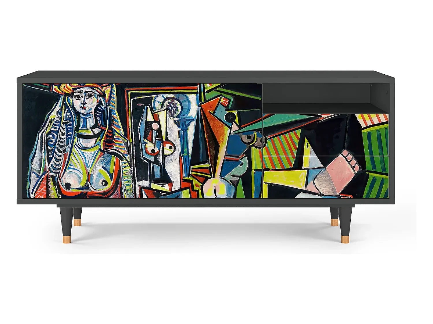 Mueble de TV - 125х56х41 cm - T7 - Women of Algiers, Antracite^ Móvel De Tv