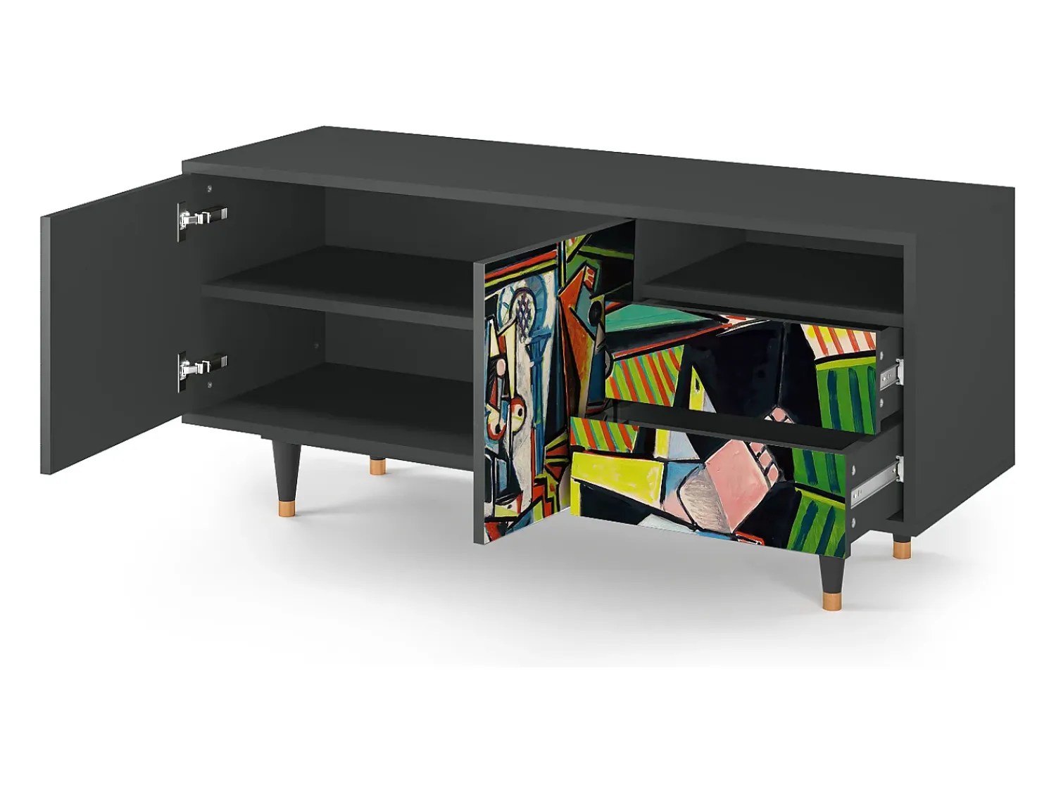 Mueble de TV - 125х56х41 cm - T7 - Women of Algiers, Antracite^ Móvel De Tv