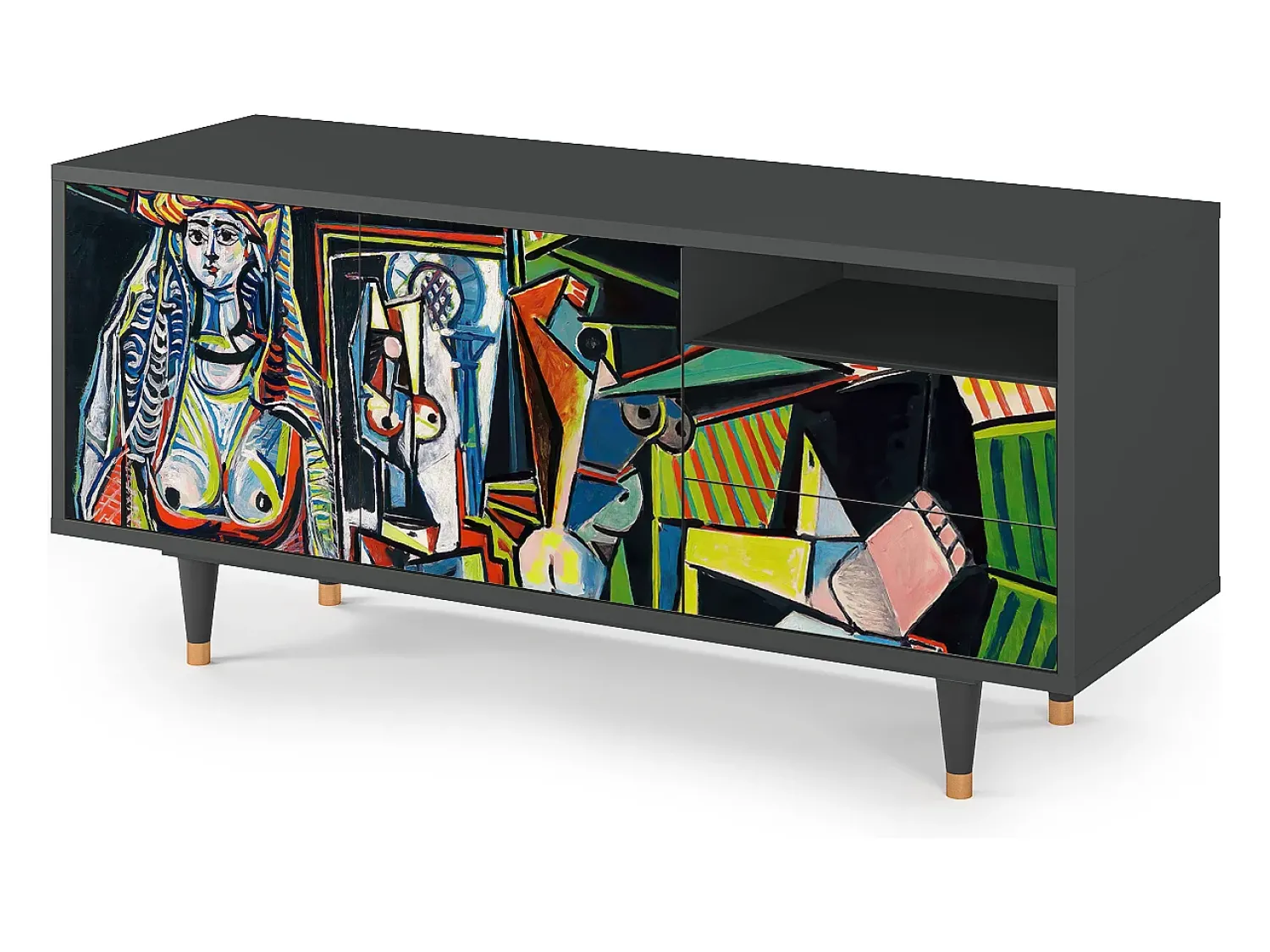 Mueble de TV - 125х56х41 cm - T7 - Women of Algiers, Antracite^ Móvel De Tv
