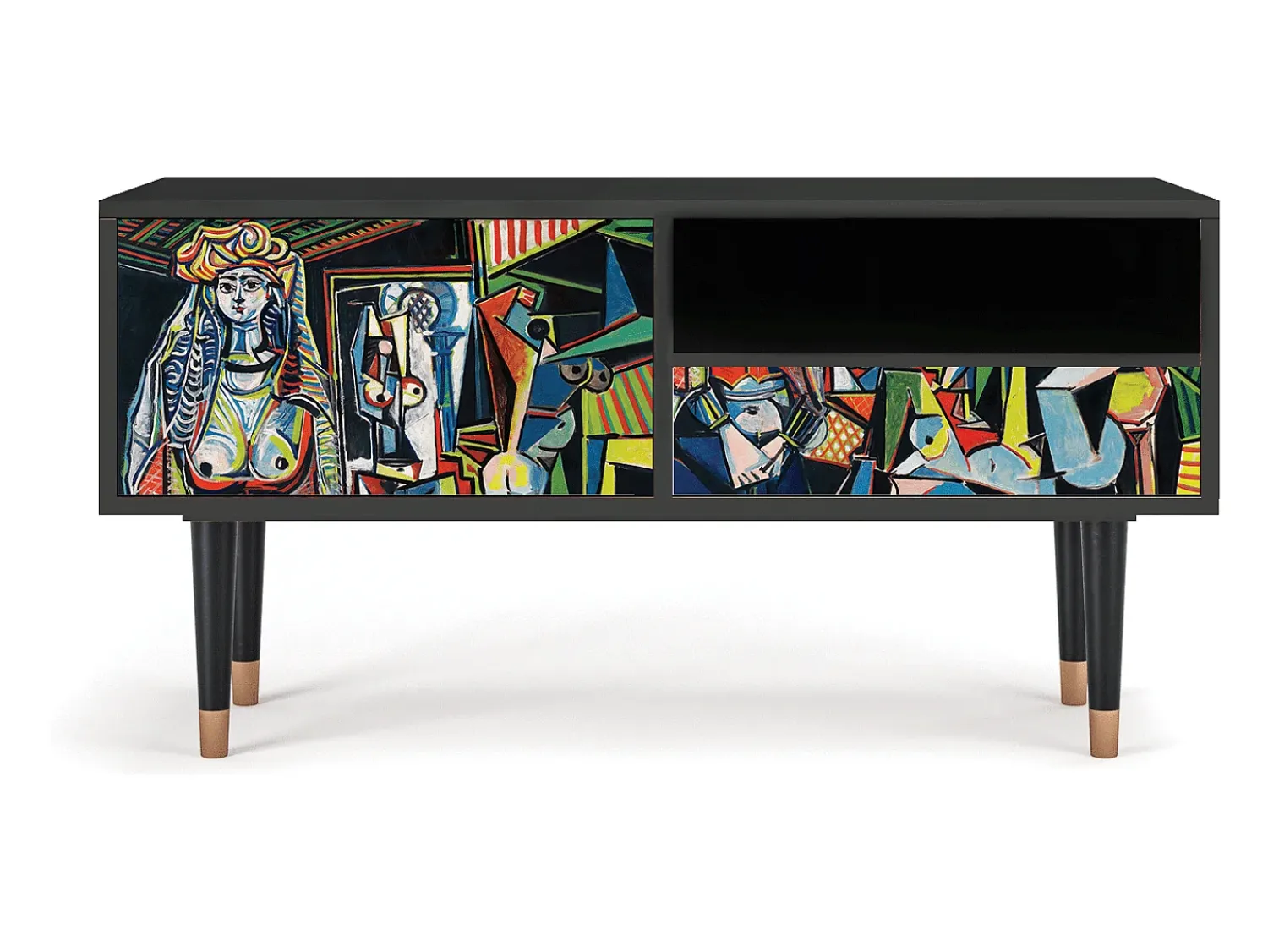 Móvel De Tv* Mueble de TV - 115х59х48 cm - T3 - Women of Algiers, Antracite Cinza antracite