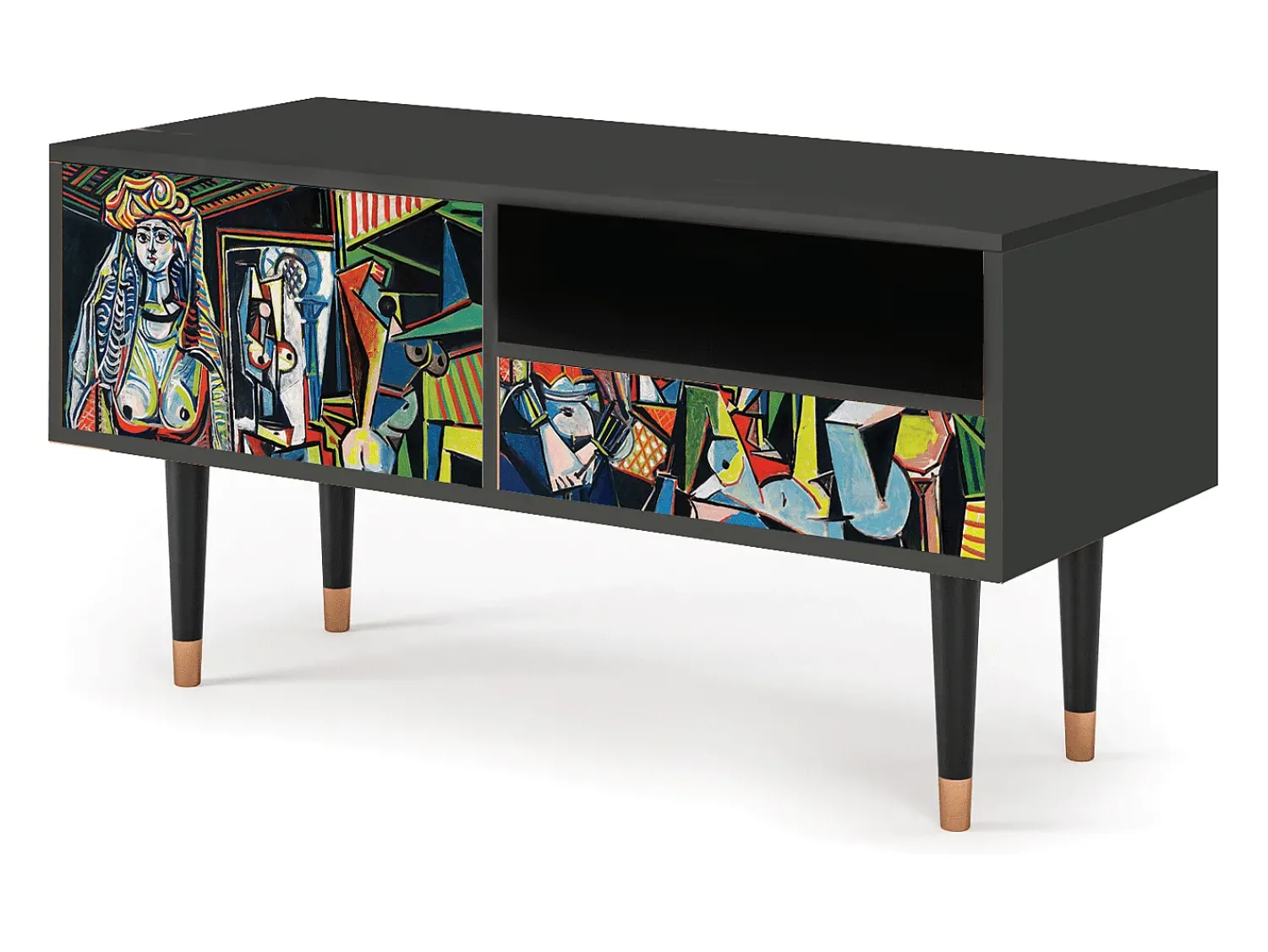 Móvel De Tv* Mueble de TV - 115х59х48 cm - T3 - Women of Algiers, Antracite Cinza antracite