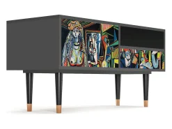 Móvel De Tv* Mueble de TV - 115х59х48 cm - T3 - Women of Algiers, Antracite Cinza antracite