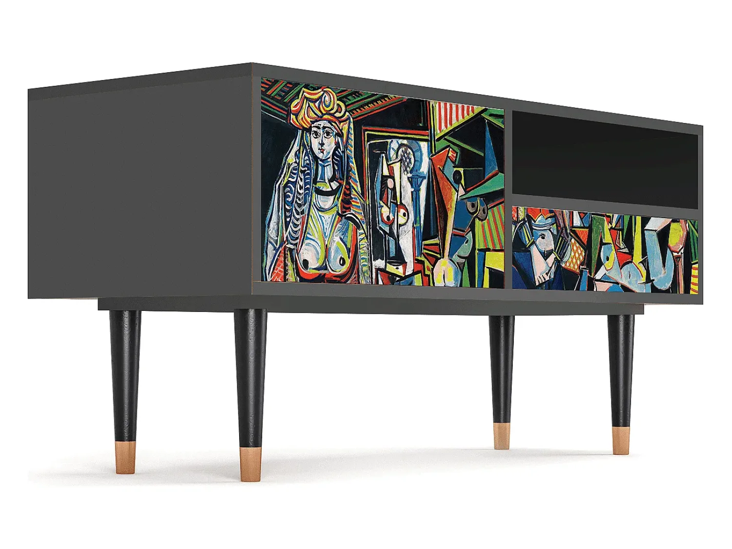 Móvel De Tv* Mueble de TV - 115х59х48 cm - T3 - Women of Algiers, Antracite Cinza antracite