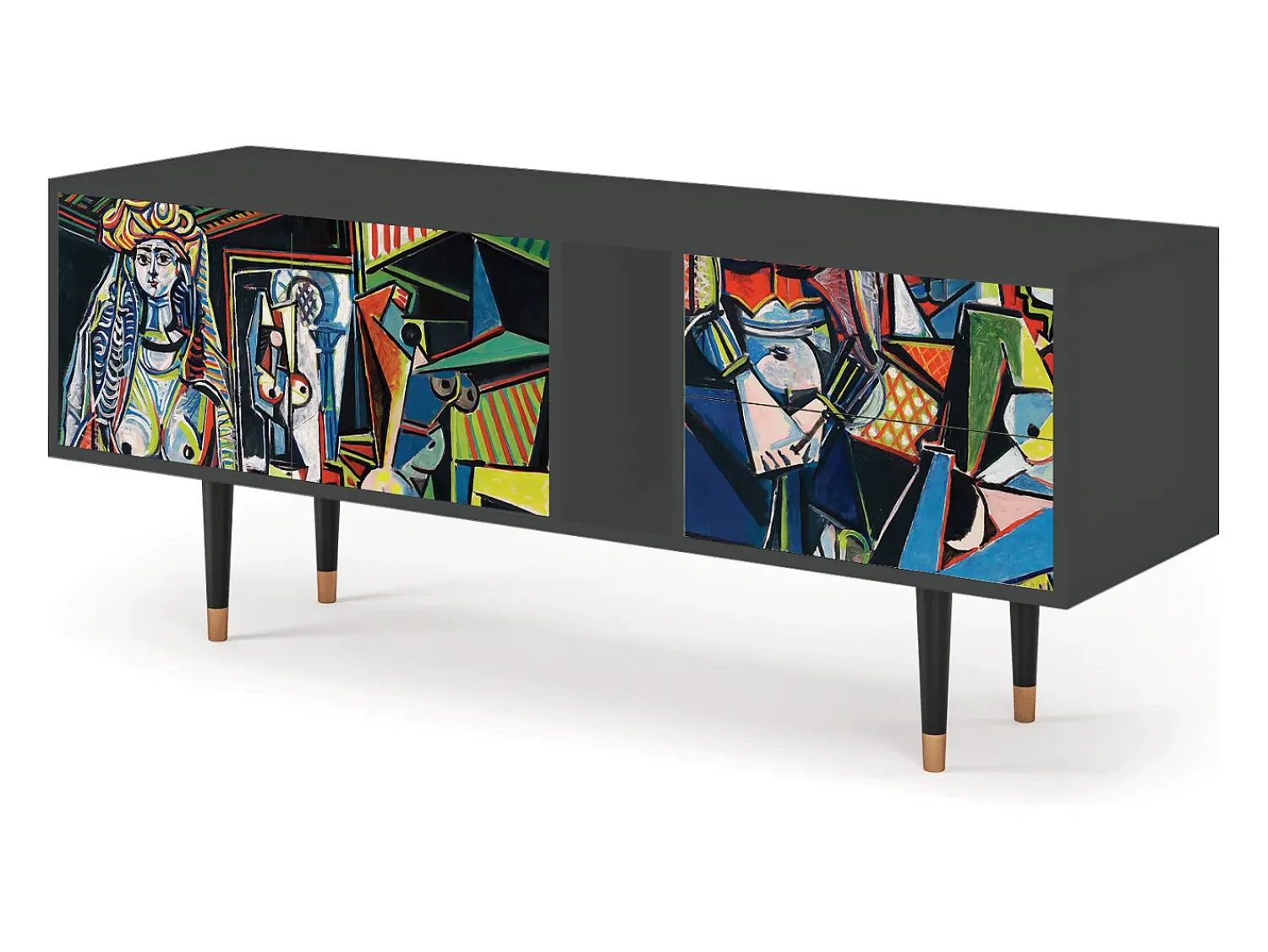 Móvel De Tv* Mueble de TV - 170х69х48 cm - T1 - Women of Algiers, Antracite Cinza antracite