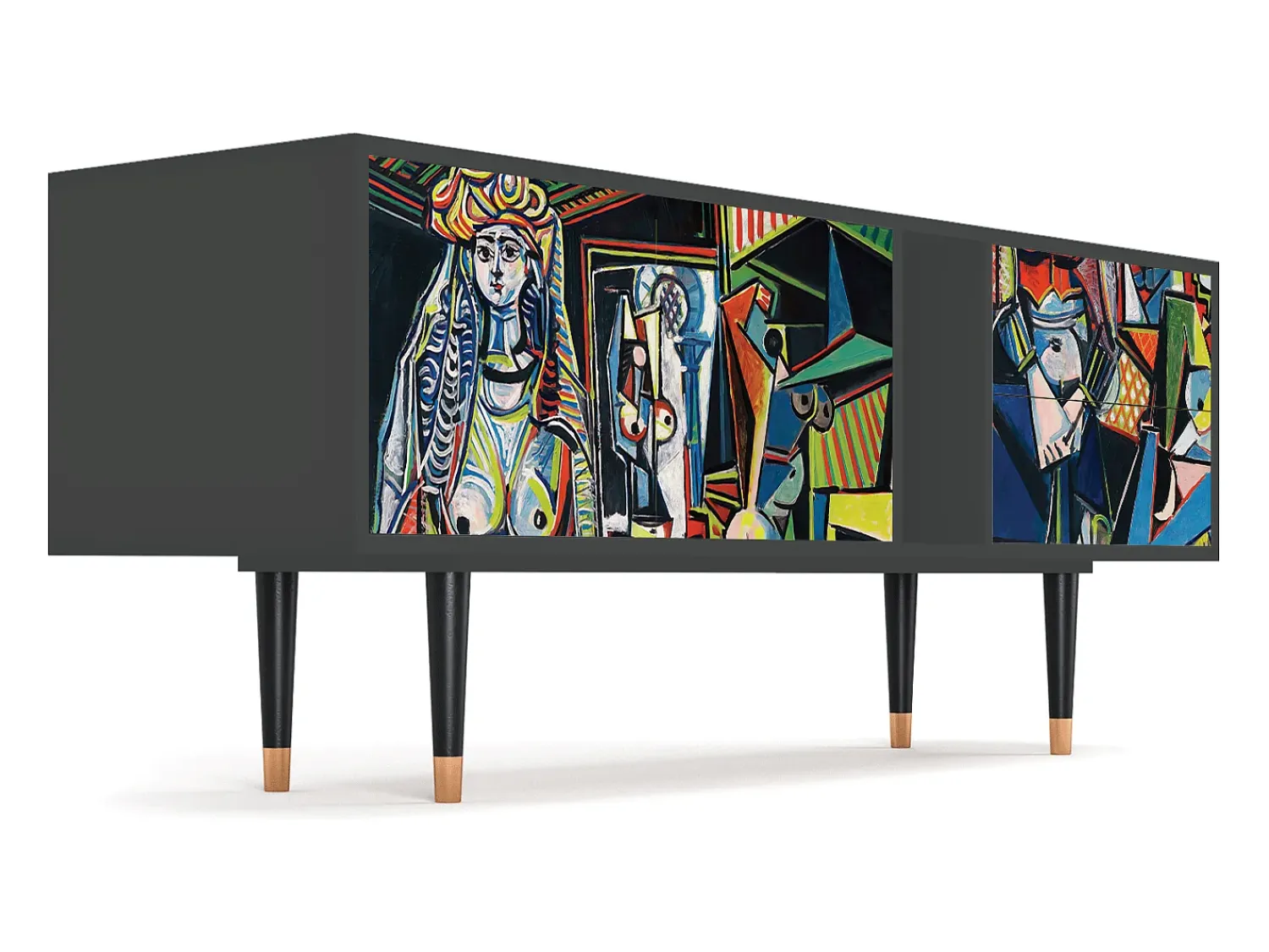 Móvel De Tv* Mueble de TV - 170х69х48 cm - T1 - Women of Algiers, Antracite Cinza antracite