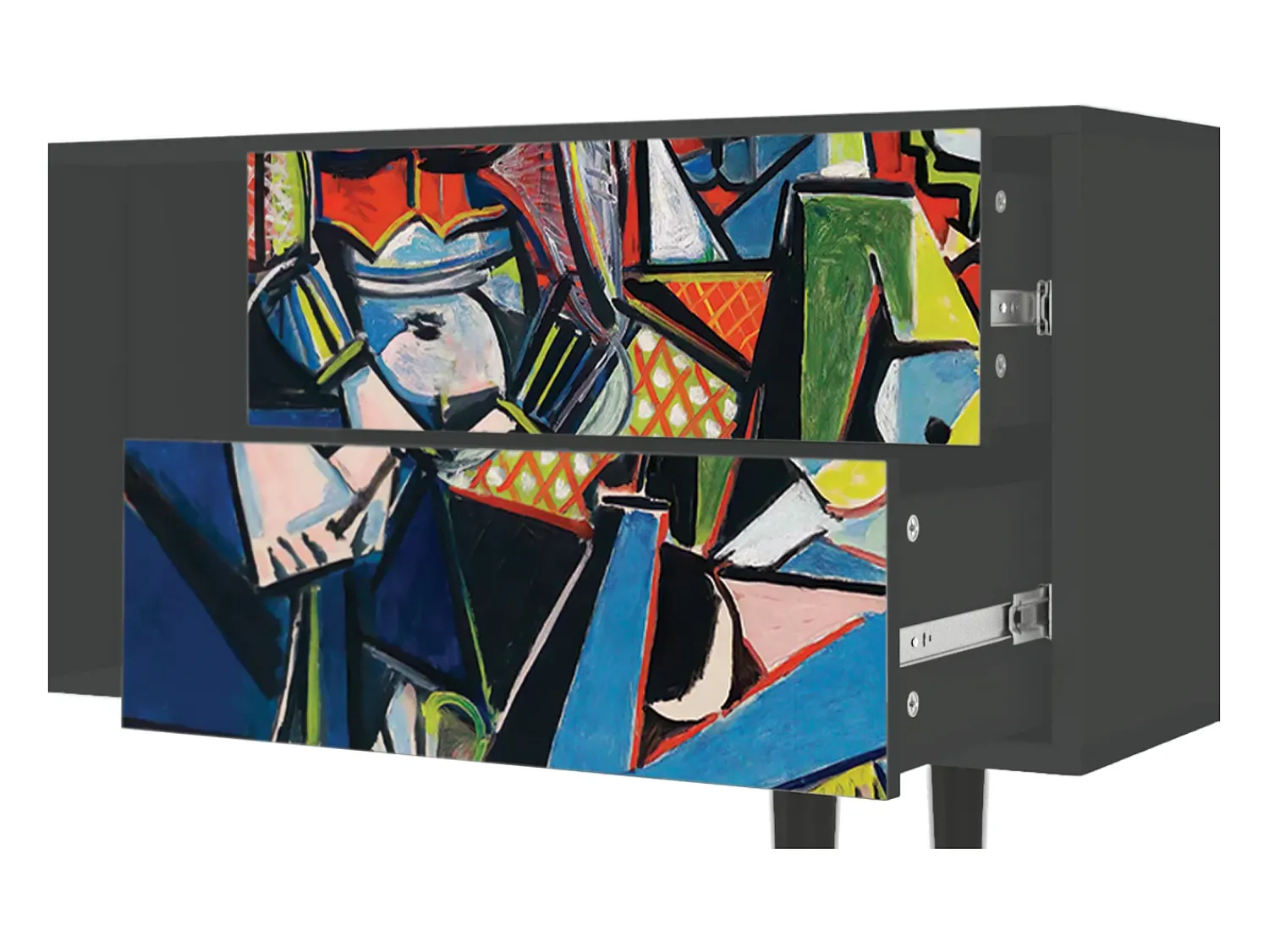 Móvel De Tv* Mueble de TV - 170х69х48 cm - T1 - Women of Algiers, Antracite Cinza antracite