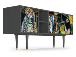 Móvel De Tv* Mueble de TV - 150х69х41 cm - T5 - Women of Algiers, Antracite Cinza antracite