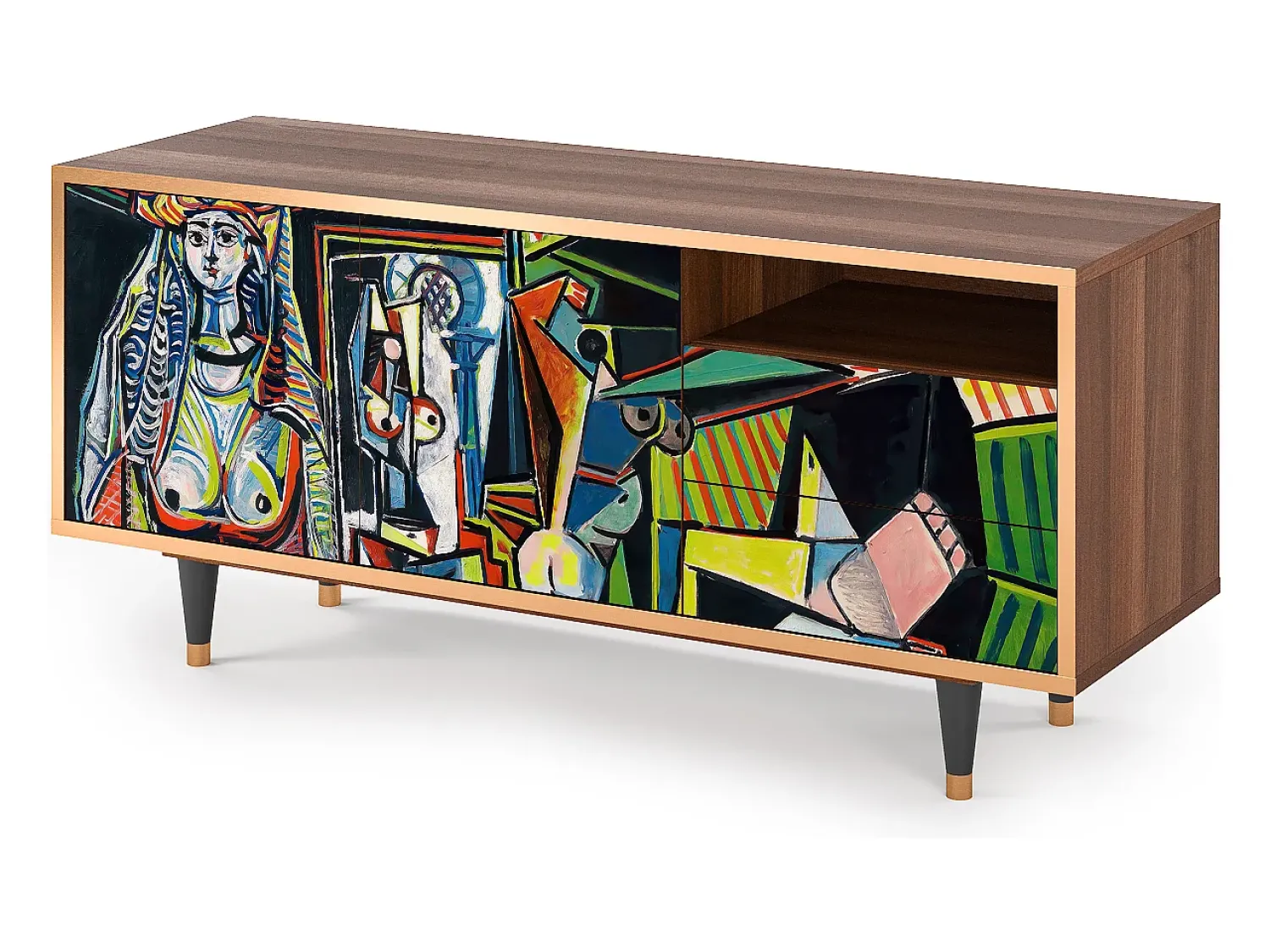 Móvel De Tv| Mueble de TV - 125х56х41 cm - T7 - Women of Algiers, Nogueira Castanho