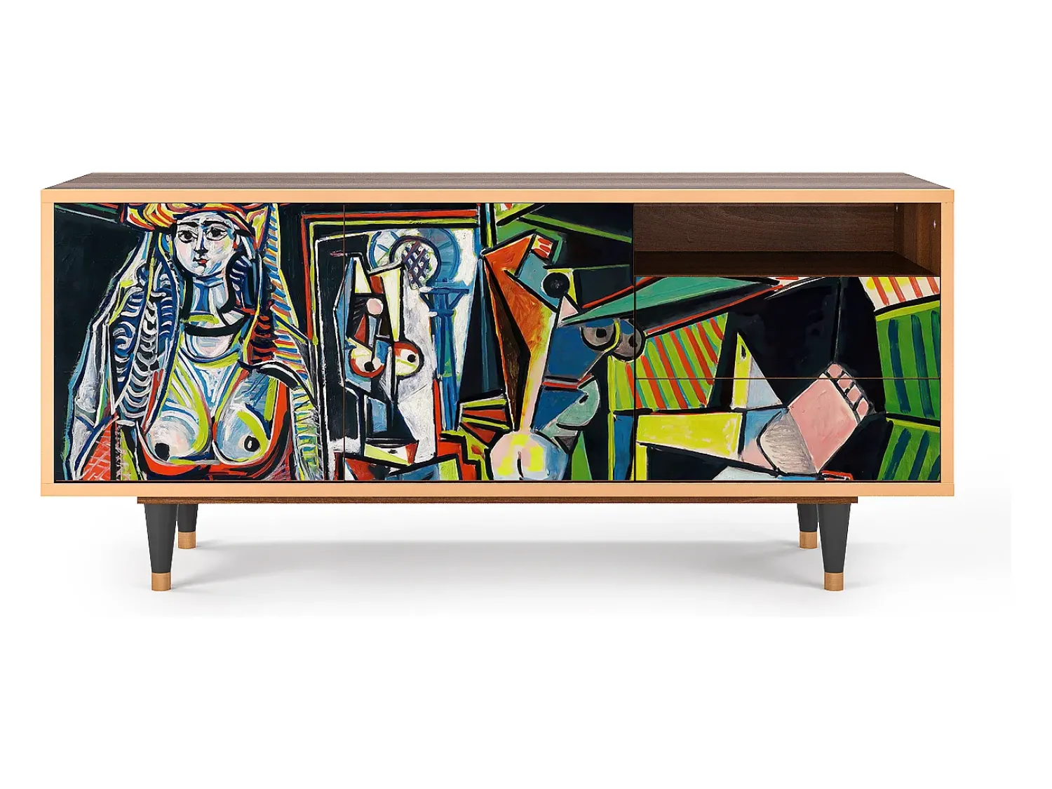 Móvel De Tv| Mueble de TV - 125х56х41 cm - T7 - Women of Algiers, Nogueira Castanho