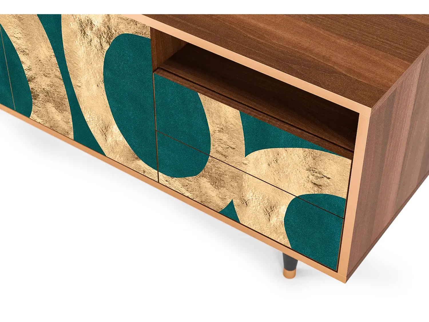 New Mueble de TV - 125х56х41 cm - T7 - Zircon Sphere, Nogueira Castanho