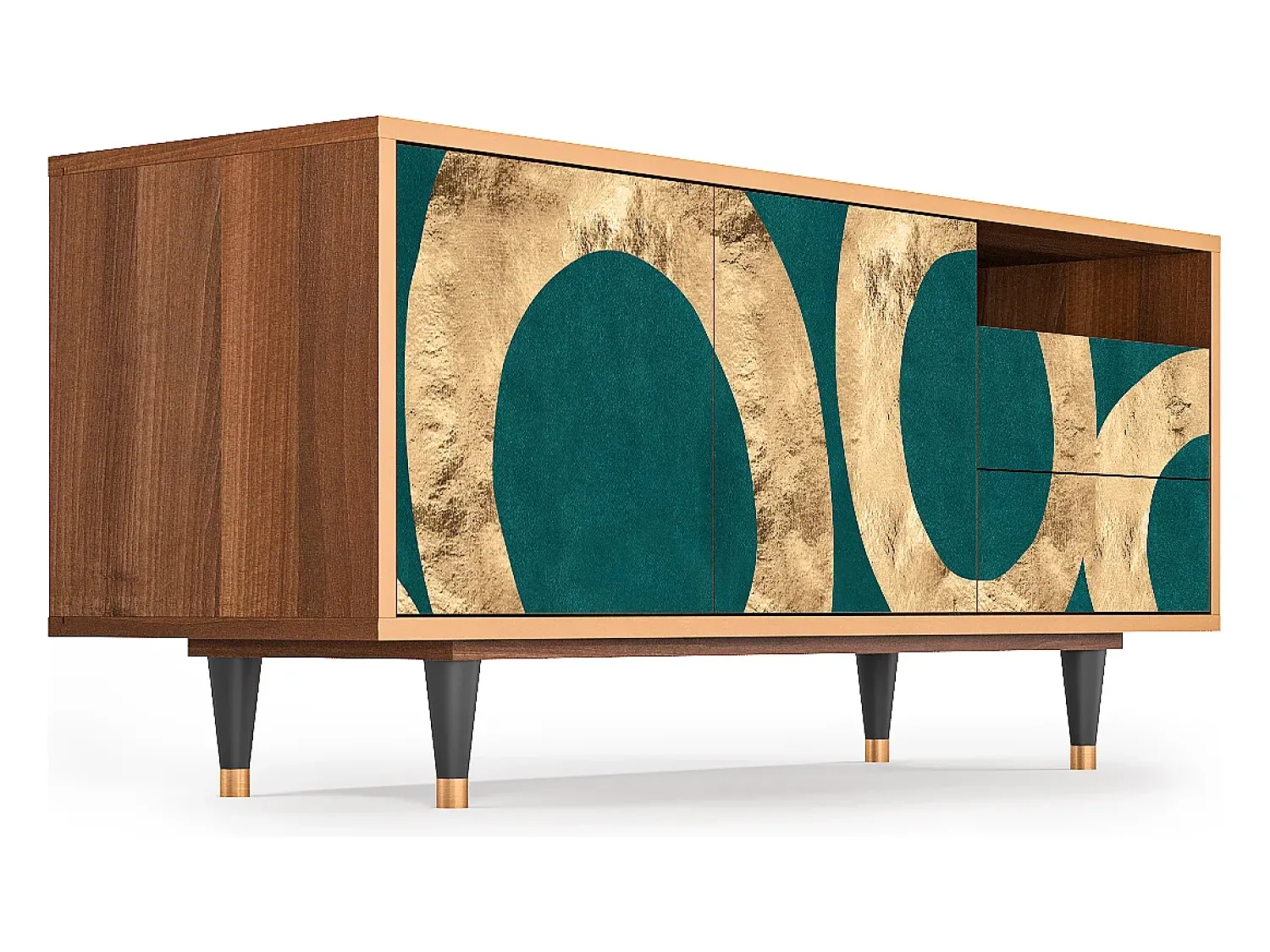 New Mueble de TV - 125х56х41 cm - T7 - Zircon Sphere, Nogueira Castanho