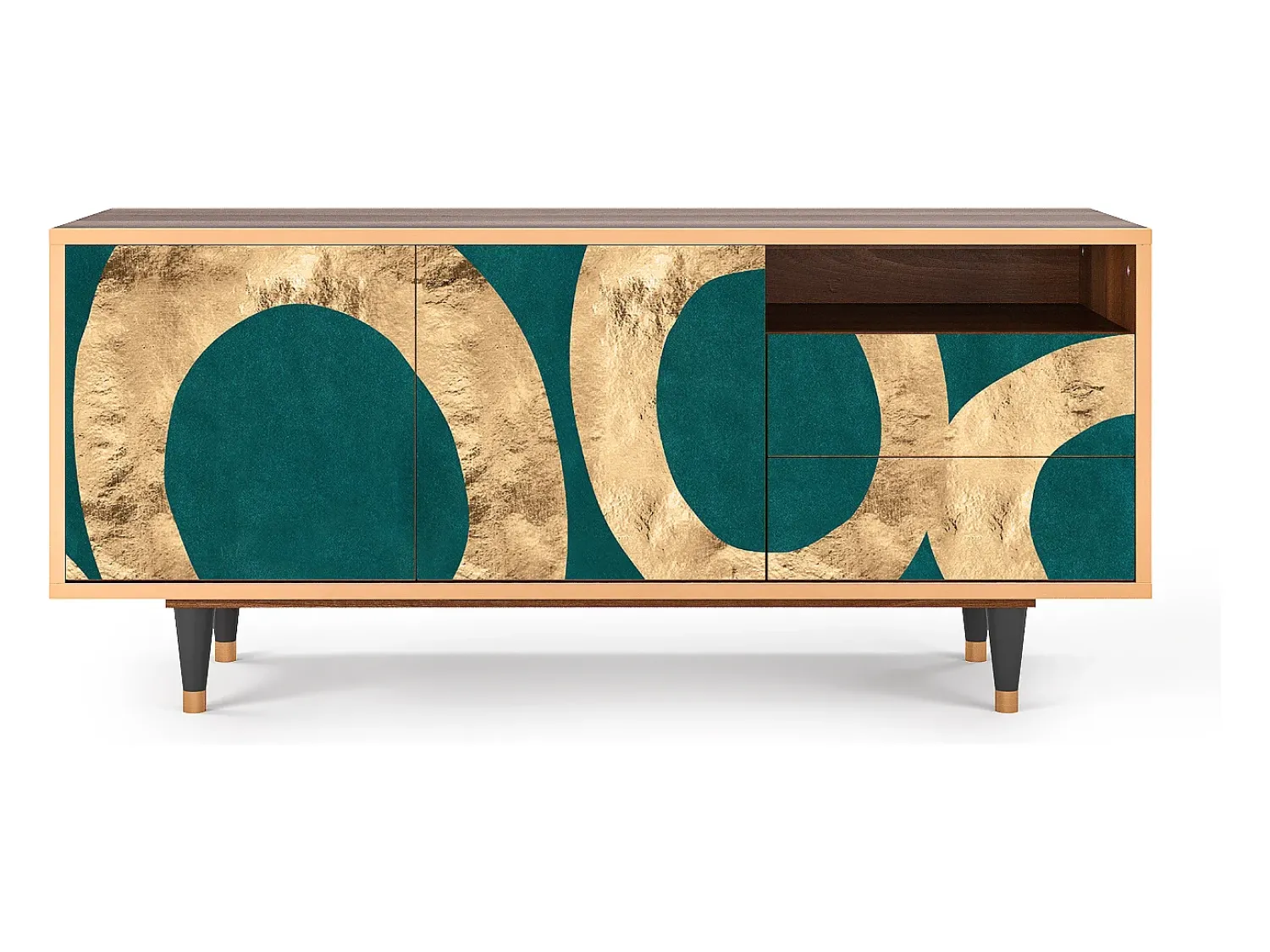 New Mueble de TV - 125х56х41 cm - T7 - Zircon Sphere, Nogueira Castanho