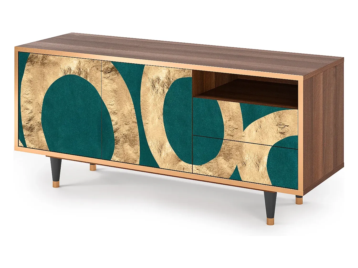 New Mueble de TV - 125х56х41 cm - T7 - Zircon Sphere, Nogueira Castanho