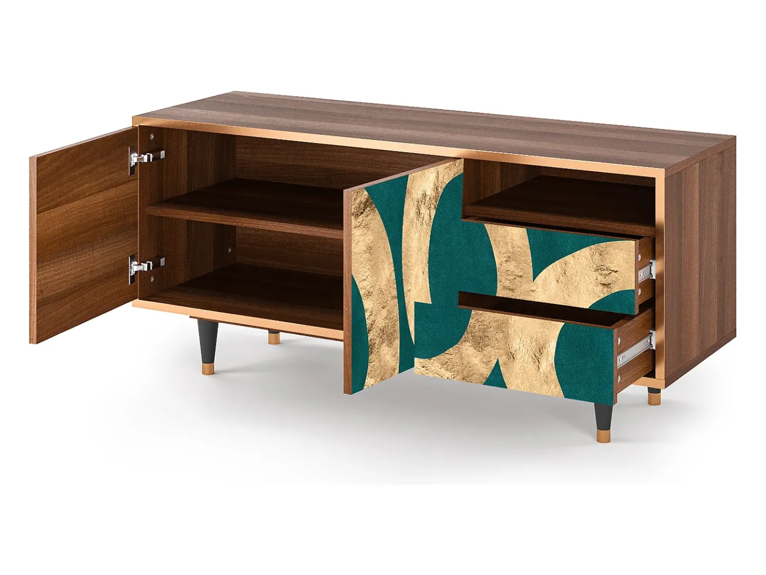 New Mueble de TV - 125х56х41 cm - T7 - Zircon Sphere, Nogueira Castanho