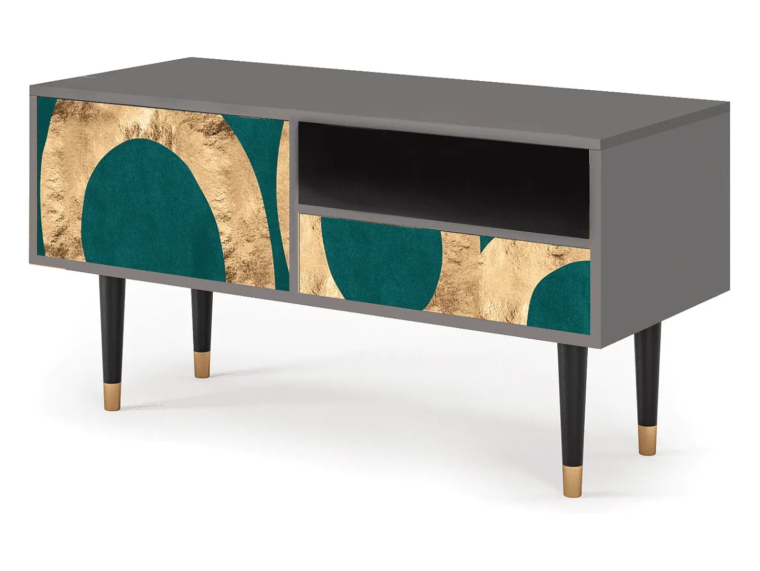 Outlet Mueble de TV - 115х59х48 cm - T3 - Zircon Sphere, Cinza Cinzento