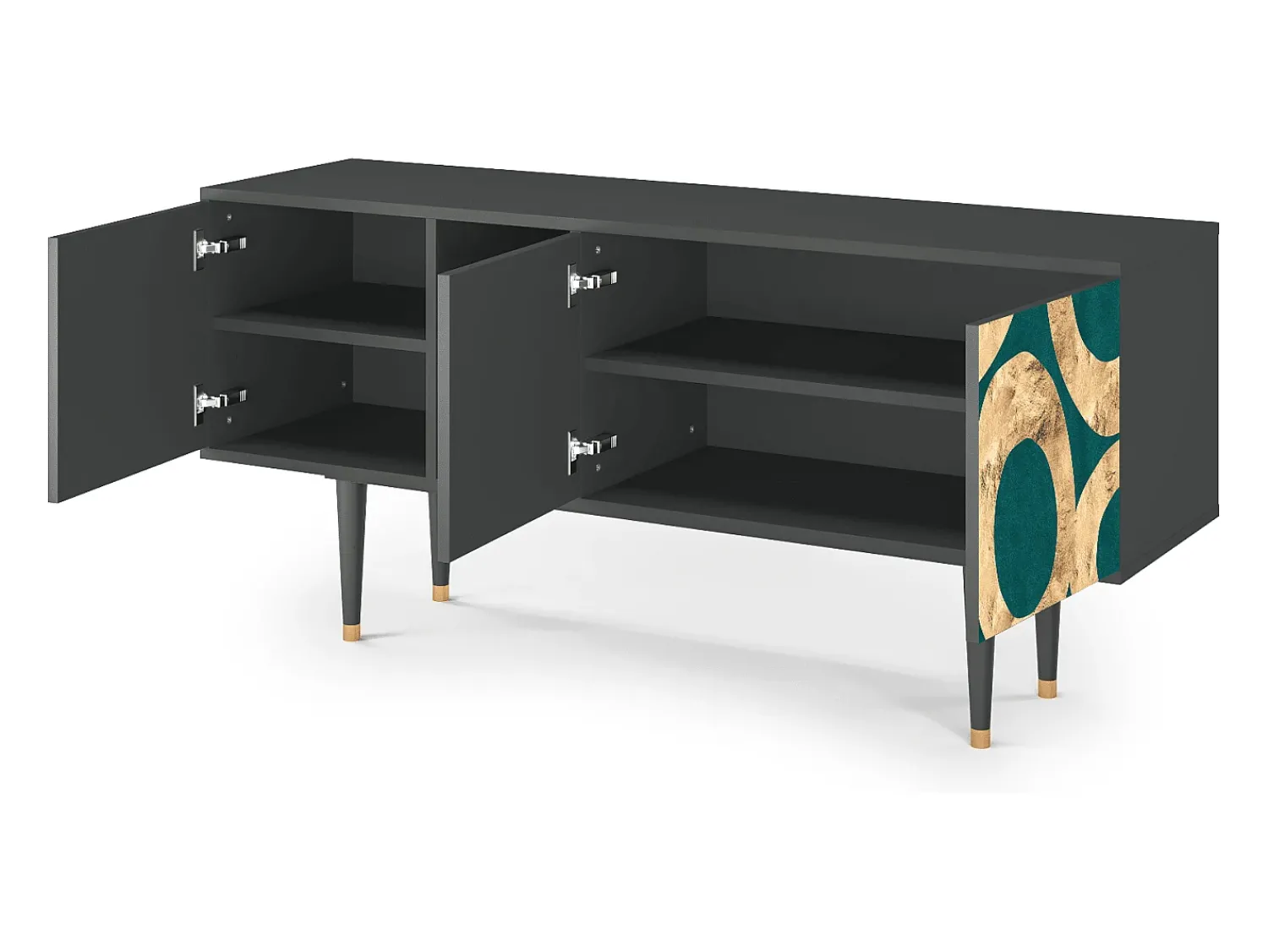 Móvel De Tv* Mueble de TV - 150х69х41 cm - T5 - Zircon Sphere, Antracite Cinza antracite