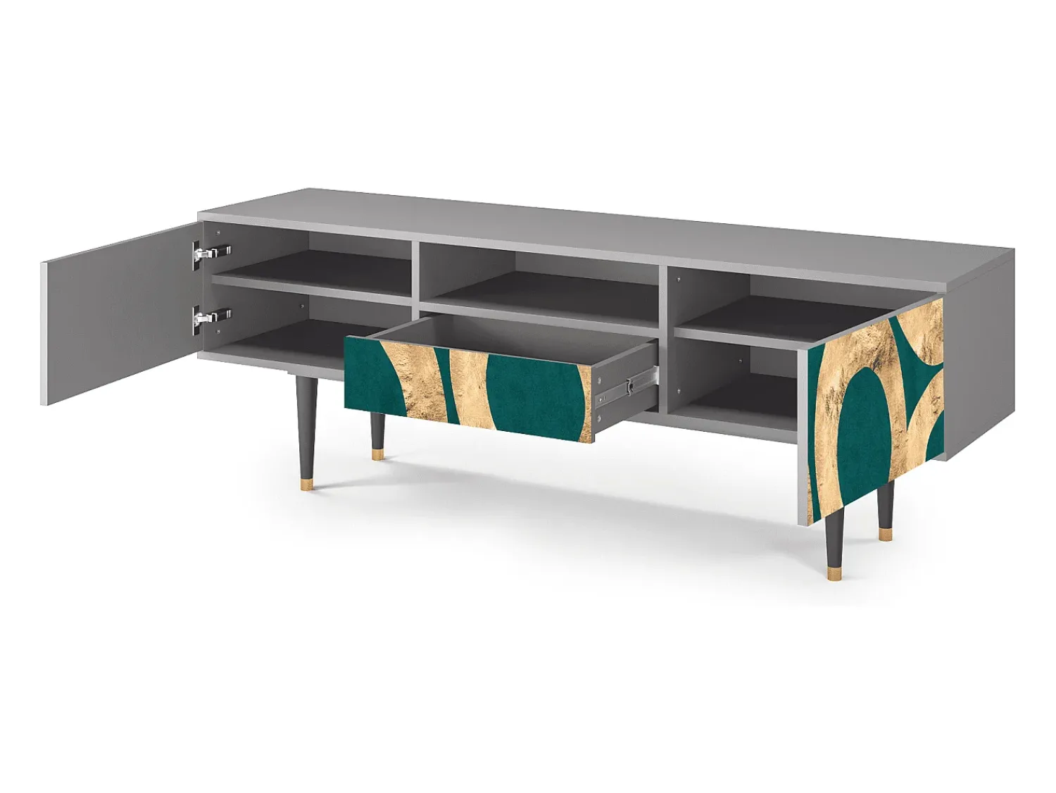 Móvel De Tv* Mueble de TV - 170х59х41 cm - T6 - Zircon Sphere, Cinza Cinzento
