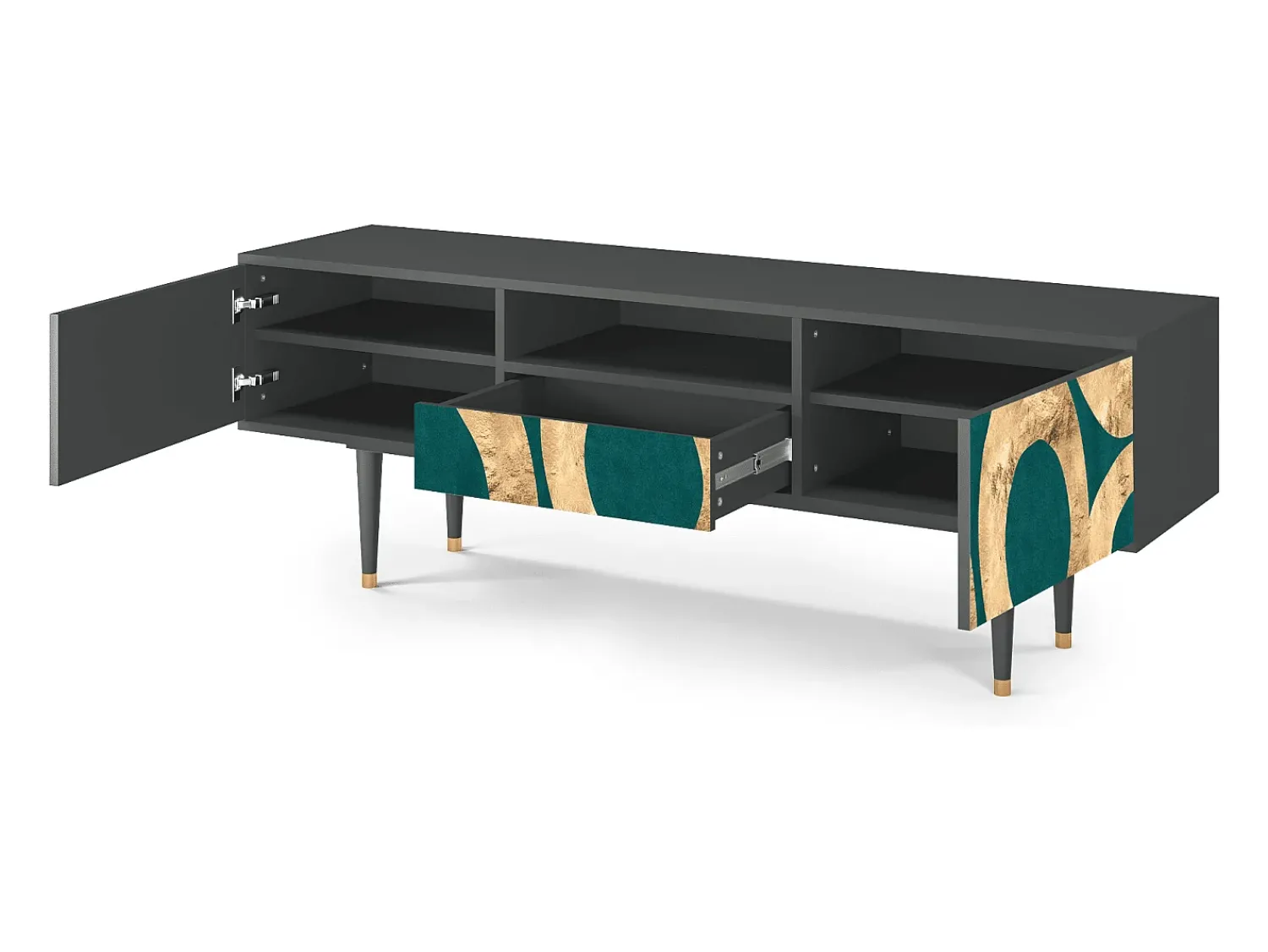 New Mueble de TV - 170х59х41 cm - T6 - Zircon Sphere, Antracite Cinza antracite