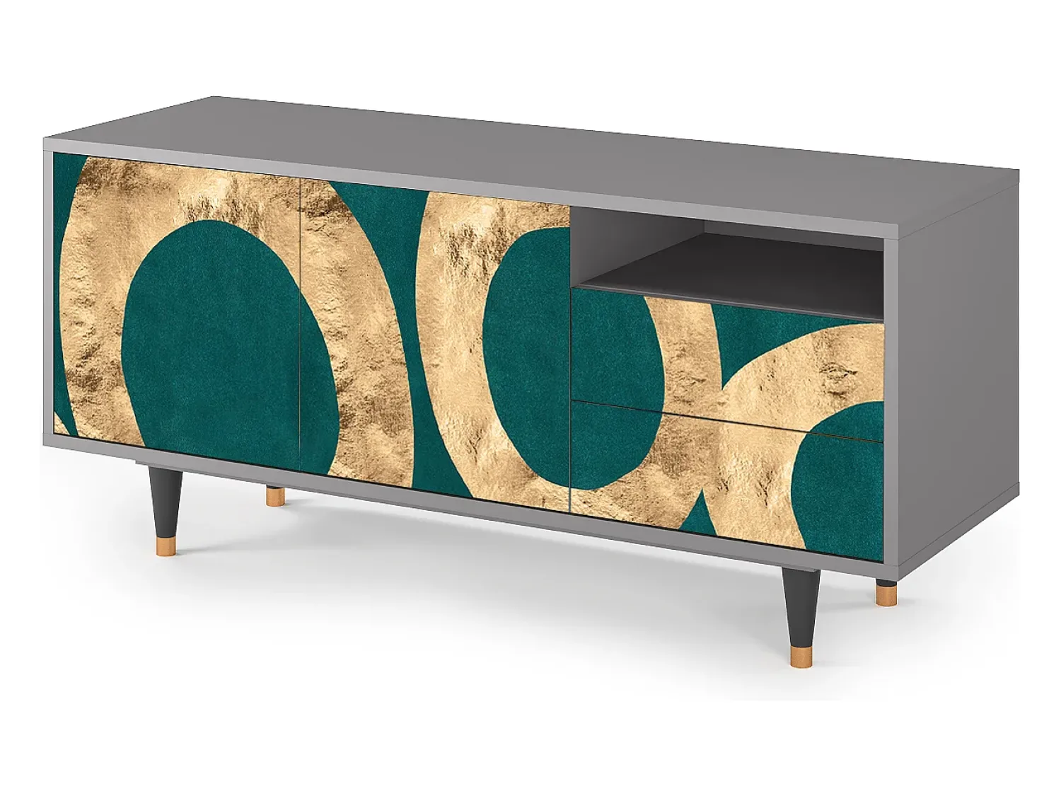 Móvel De Tv* Mueble de TV - 125х56х41 cm - T7 - Zircon Sphere, Cinza Cinzento