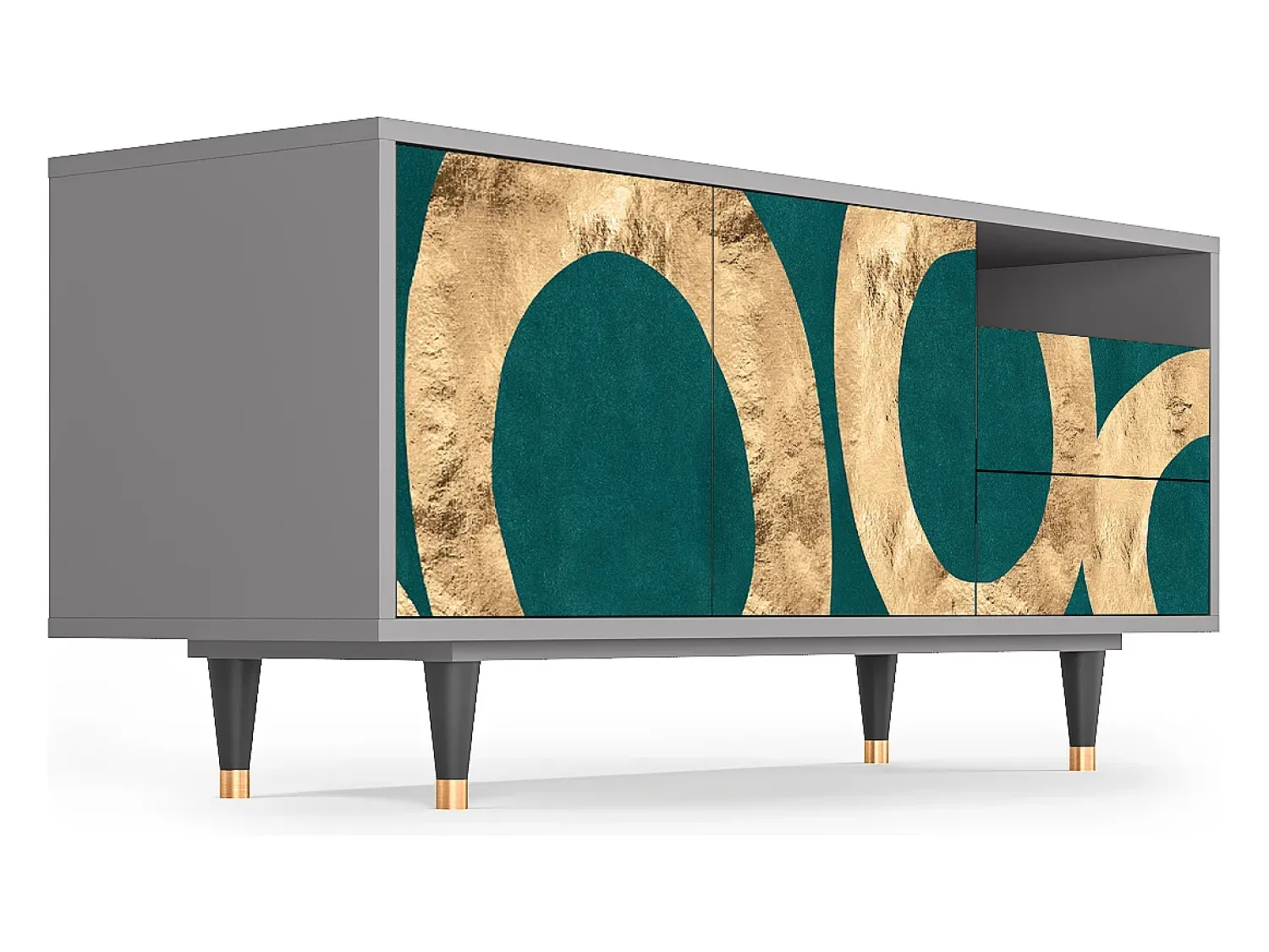 Móvel De Tv* Mueble de TV - 125х56х41 cm - T7 - Zircon Sphere, Cinza Cinzento