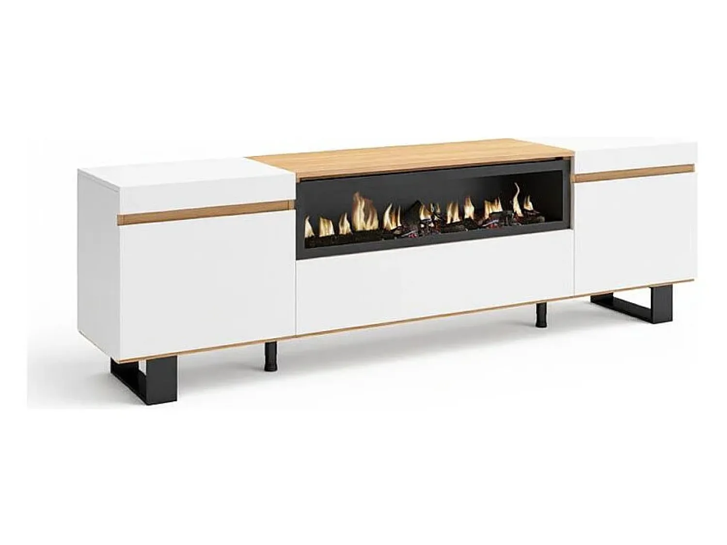 Outlet duehome Mueble TV Kavos Up con chimenea Cinzento