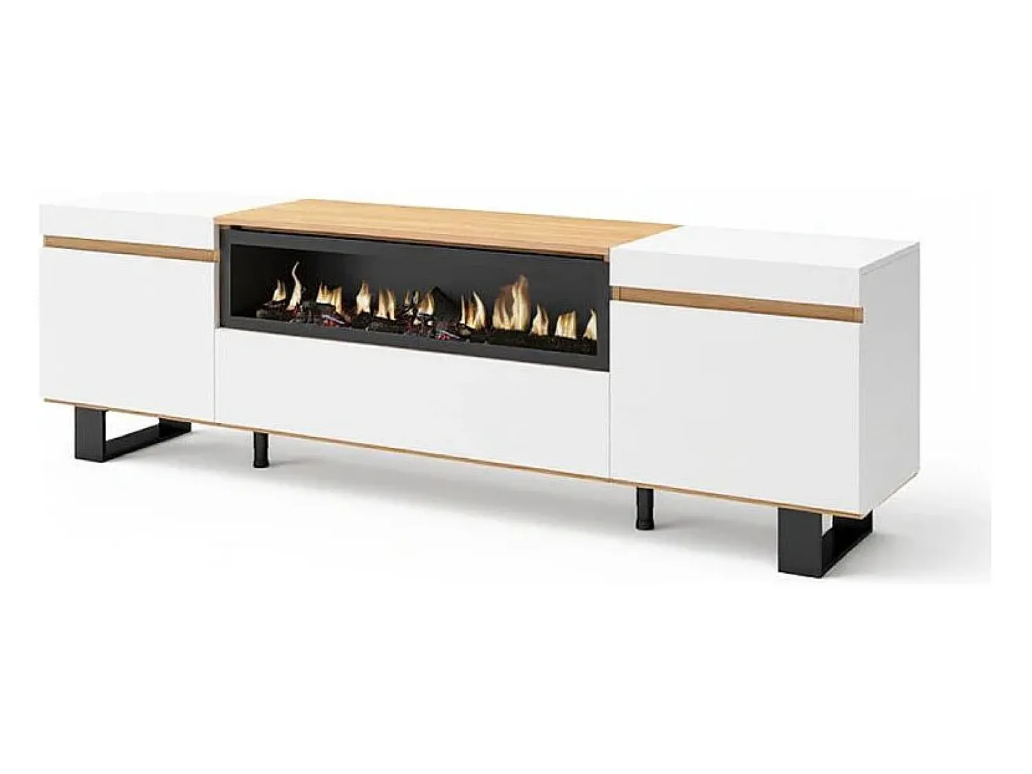 Outlet duehome Mueble TV Kavos Up con chimenea Cinzento