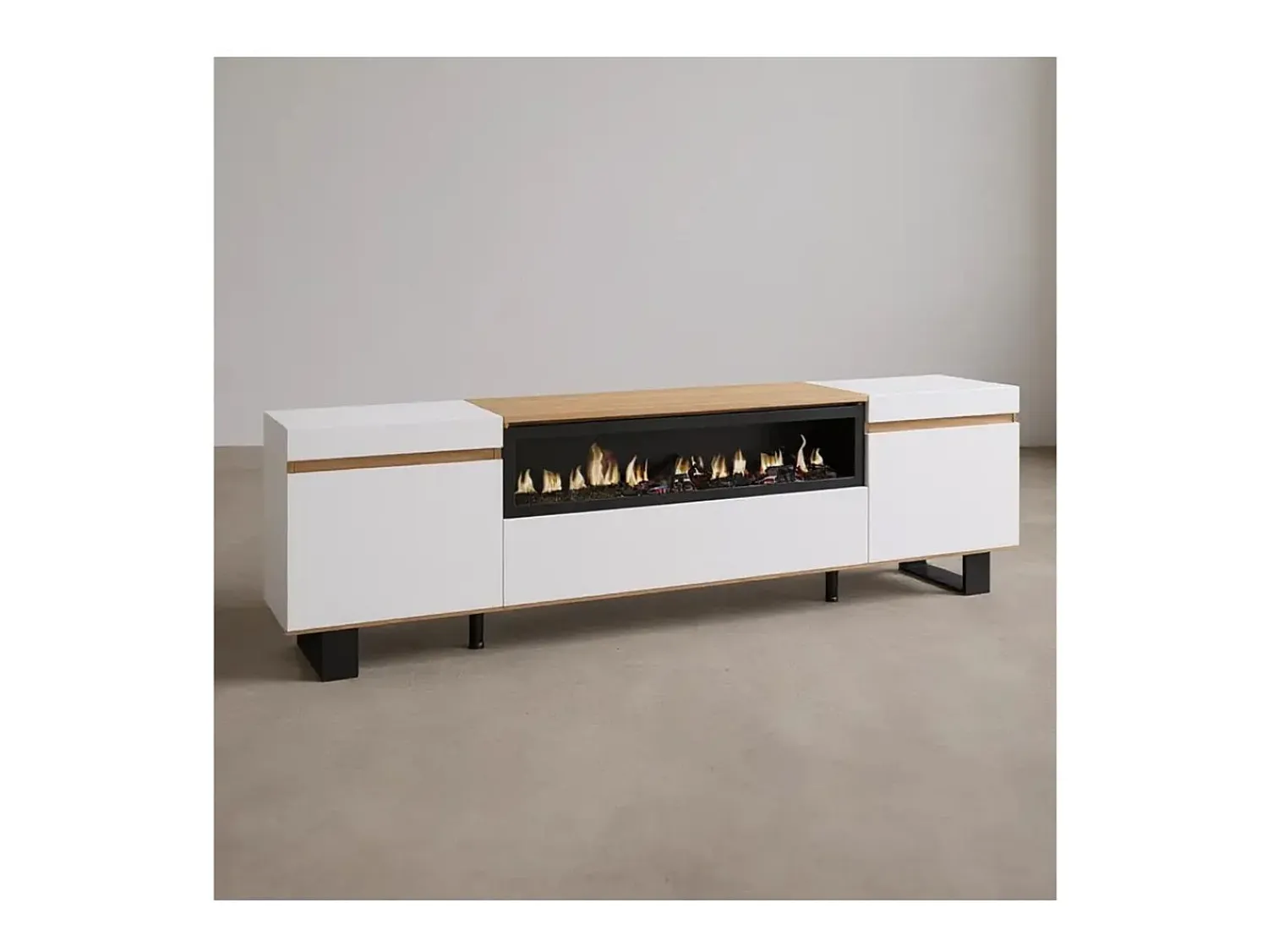 Outlet duehome Mueble TV Kavos Up con chimenea Cinzento