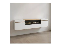 Móvel De Tv*duehome Mueble TV Kavos Wall con chimenea Cinzento
