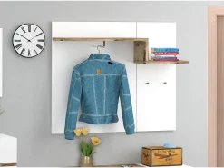 Cabide De Pé|Dmora Móveis de entrada Yuri, entrada multifuncional moderna, armário multiuso para hall de entrada, 100% Fabricado na Itália, 120x40h54 cm, brilhante e bordo Branco
