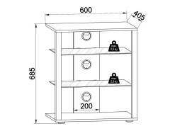 VCM Móveis de madeira Hifi | Armário de rack Prateleira Phono | 2 Pavimentos de vidro | Dimensões: A. 70 x L. 60 x P. 41 cm | Phono Mediaregal - Folas (Preto)^ Móvel De Tv
