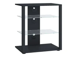 VCM Móveis de madeira Hifi | Armário de rack Prateleira Phono | 2 Pavimentos de vidro | Dimensões: A. 70 x L. 60 x P. 41 cm | Phono Mediaregal - Folas (Preto)^ Móvel De Tv