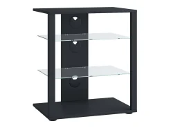VCM Móveis de madeira Hifi | Armário de rack Prateleira Phono | 2 Pavimentos de vidro | Dimensões: A. 70 x L. 60 x P. 41 cm | Phono Mediaregal - Folas (Preto)^ Móvel De Tv