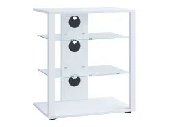 Móvel De Tv*VCM Móveis de madeira Hifi | Armário de rack Prateleira Phono | 2 Pavimentos de vidro | Dimensões: A. 70 x L. 60 x P. 41 cm | Phono Mediaregal - Folas (Branco) Multicor