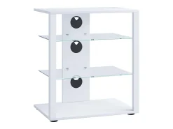 Móvel De Tv*VCM Móveis de madeira Hifi | Armário de rack Prateleira Phono | 2 Pavimentos de vidro | Dimensões: A. 70 x L. 60 x P. 41 cm | Phono Mediaregal - Folas (Branco) Multicor